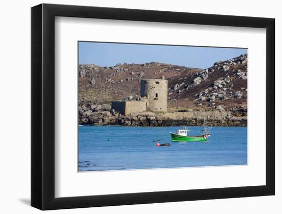 Fishing Boat, Cromwell's Castle on Tresco, Isles of Scilly, England, United Kingdom, Europe-Robert Harding-Framed Photographic Print