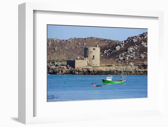 Fishing Boat, Cromwell's Castle on Tresco, Isles of Scilly, England, United Kingdom, Europe-Robert Harding-Framed Photographic Print