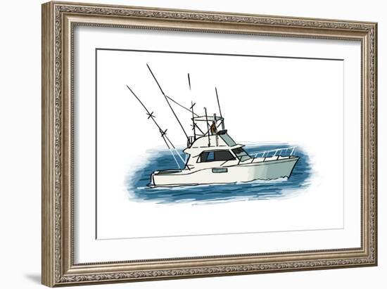 Fishing Boat - Icon-Lantern Press-Framed Art Print