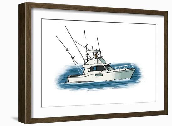 Fishing Boat - Icon-Lantern Press-Framed Art Print