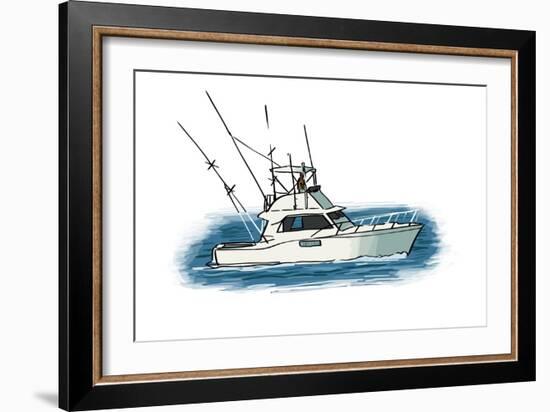 Fishing Boat - Icon-Lantern Press-Framed Art Print