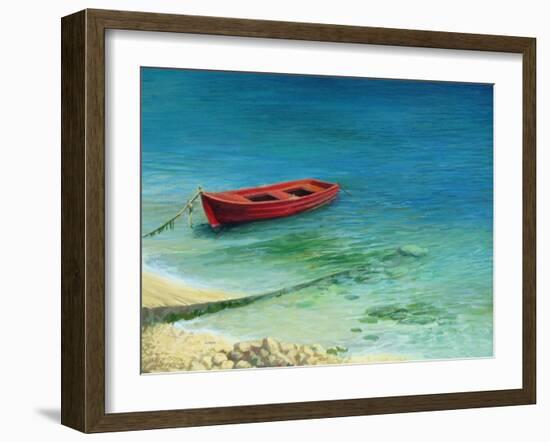 Fishing Boat In Island Corfu-kirilstanchev-Framed Art Print