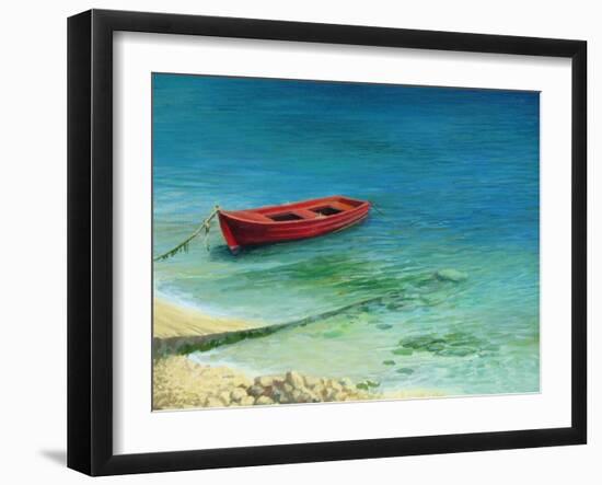 Fishing Boat In Island Corfu-kirilstanchev-Framed Art Print