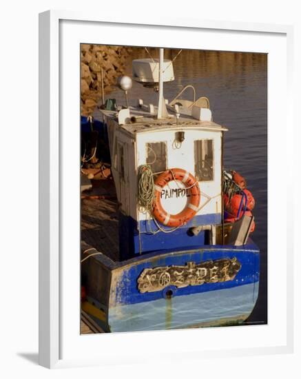 Fishing Boat in Port at Coastal Resort of Trebeurden, Cotes d'Armor, France-David Hughes-Framed Photographic Print