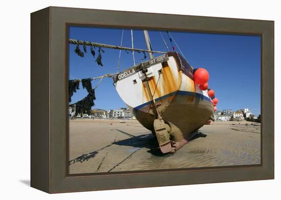 Fishing Boat in the Harbour at Low Tide, St Ives, Cornwall-Peter Thompson-Framed Premier Image Canvas