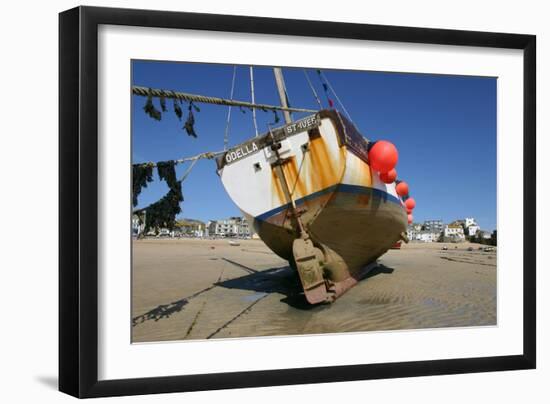 Fishing Boat in the Harbour at Low Tide, St Ives, Cornwall-Peter Thompson-Framed Photographic Print