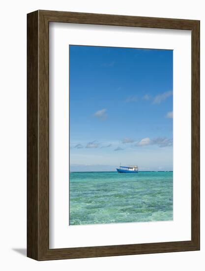 Fishing Boat in the Turquoise Waters of the Blue Lagoon, Yasawa, Fiji, South Pacific-Michael Runkel-Framed Photographic Print