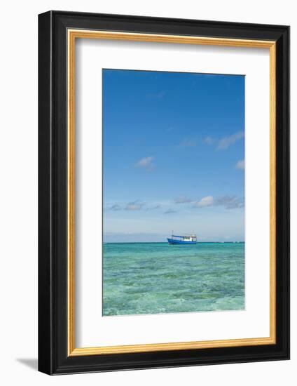 Fishing Boat in the Turquoise Waters of the Blue Lagoon, Yasawa, Fiji, South Pacific-Michael Runkel-Framed Photographic Print