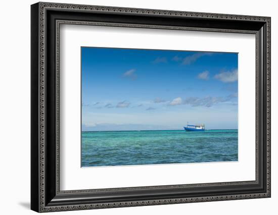 Fishing Boat in the Turquoise Waters of the Blue Lagoon, Yasawa, Fiji, South Pacific-Michael Runkel-Framed Photographic Print