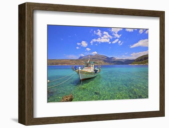 Fishing boat, Limeni, Mani Peninsula, The Peloponnese, Greece-Neil Farrin-Framed Photographic Print
