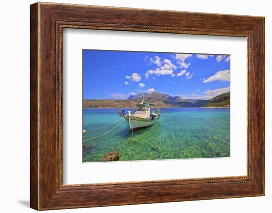 Fishing boat, Limeni, Mani Peninsula, The Peloponnese, Greece-Neil Farrin-Framed Photographic Print