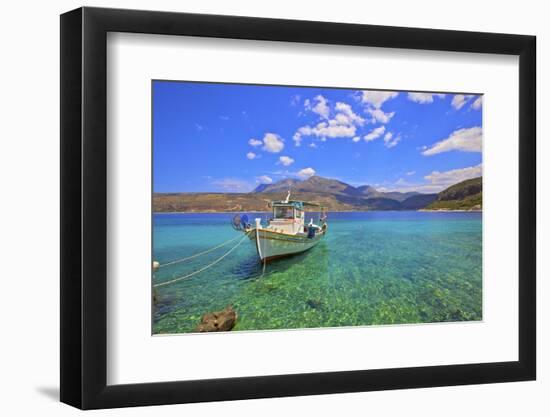 Fishing boat, Limeni, Mani Peninsula, The Peloponnese, Greece-Neil Farrin-Framed Photographic Print