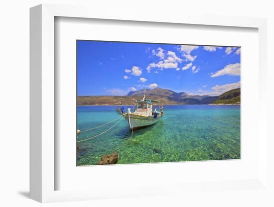Fishing boat, Limeni, Mani Peninsula, The Peloponnese, Greece-Neil Farrin-Framed Photographic Print