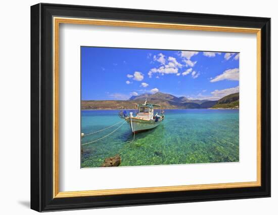 Fishing boat, Limeni, Mani Peninsula, The Peloponnese, Greece-Neil Farrin-Framed Photographic Print