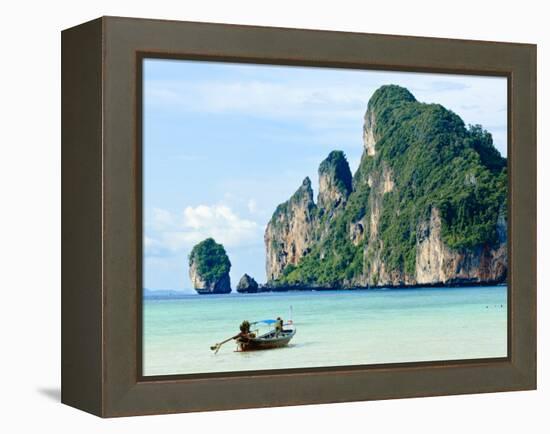 Fishing Boat on Ko Phi Phi Island, Andaman Sea, Thailand, Southeast Asia, Asia-Nico Tondini-Framed Premier Image Canvas