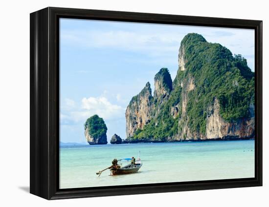 Fishing Boat on Ko Phi Phi Island, Andaman Sea, Thailand, Southeast Asia, Asia-Nico Tondini-Framed Premier Image Canvas