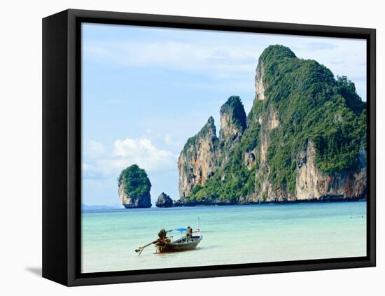 Fishing Boat on Ko Phi Phi Island, Andaman Sea, Thailand, Southeast Asia, Asia-Nico Tondini-Framed Premier Image Canvas