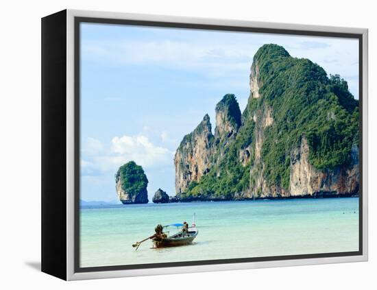 Fishing Boat on Ko Phi Phi Island, Andaman Sea, Thailand, Southeast Asia, Asia-Nico Tondini-Framed Premier Image Canvas