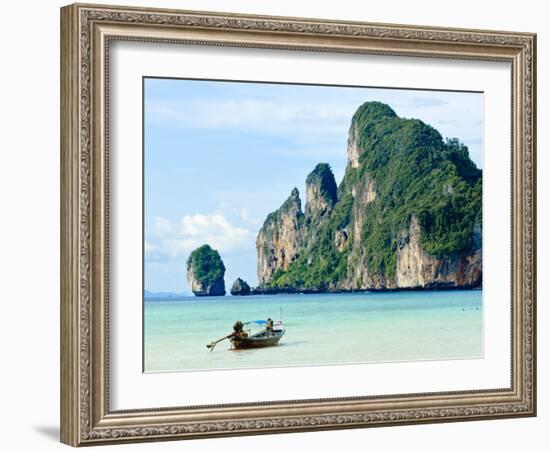 Fishing Boat on Ko Phi Phi Island, Andaman Sea, Thailand, Southeast Asia, Asia-Nico Tondini-Framed Photographic Print