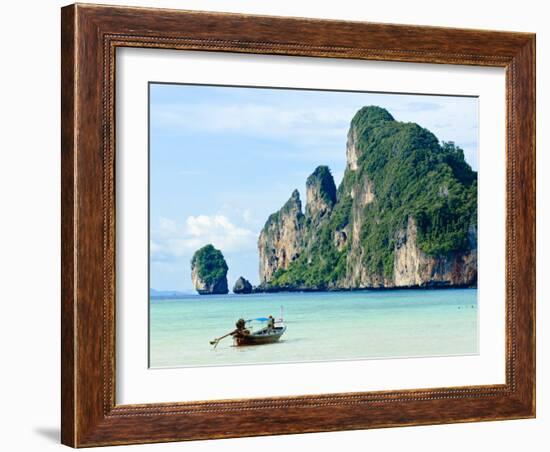 Fishing Boat on Ko Phi Phi Island, Andaman Sea, Thailand, Southeast Asia, Asia-Nico Tondini-Framed Photographic Print