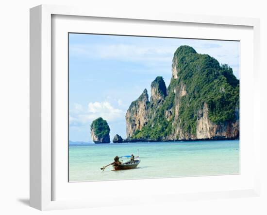 Fishing Boat on Ko Phi Phi Island, Andaman Sea, Thailand, Southeast Asia, Asia-Nico Tondini-Framed Photographic Print