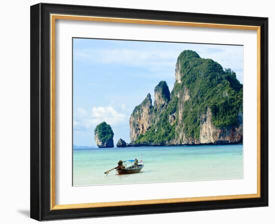 Fishing Boat on Ko Phi Phi Island, Andaman Sea, Thailand, Southeast Asia, Asia-Nico Tondini-Framed Photographic Print