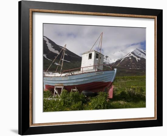 Fishing Boat on Land, Eyjafjordur, Iceland, Polar Regions-Michael Runkel-Framed Photographic Print