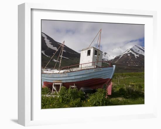 Fishing Boat on Land, Eyjafjordur, Iceland, Polar Regions-Michael Runkel-Framed Photographic Print