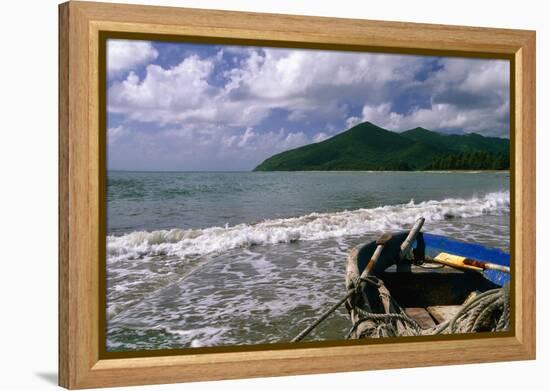 Fishing Boat on Maunabo Beach, Puerto Rico-George Oze-Framed Premier Image Canvas