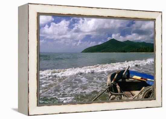 Fishing Boat on Maunabo Beach, Puerto Rico-George Oze-Framed Premier Image Canvas