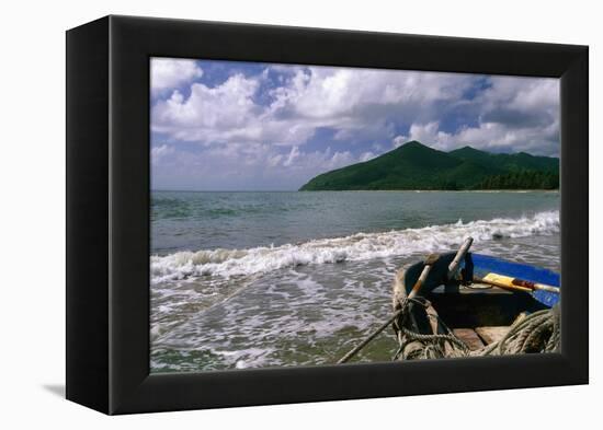 Fishing Boat on Maunabo Beach, Puerto Rico-George Oze-Framed Premier Image Canvas