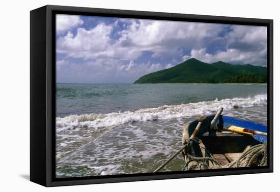 Fishing Boat on Maunabo Beach, Puerto Rico-George Oze-Framed Premier Image Canvas