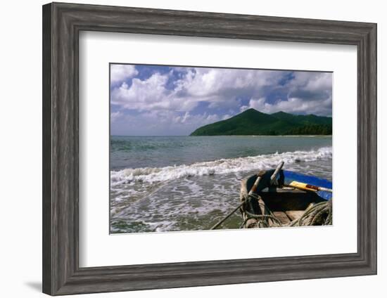 Fishing Boat on Maunabo Beach, Puerto Rico-George Oze-Framed Photographic Print