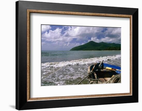 Fishing Boat on Maunabo Beach, Puerto Rico-George Oze-Framed Photographic Print