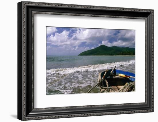 Fishing Boat on Maunabo Beach, Puerto Rico-George Oze-Framed Photographic Print