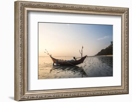 Fishing Boat on Maungmagan Beach at Sunset, Dawei, Tanintharyi Region, Myanmar (Burma), Asia-Matthew Williams-Ellis-Framed Photographic Print