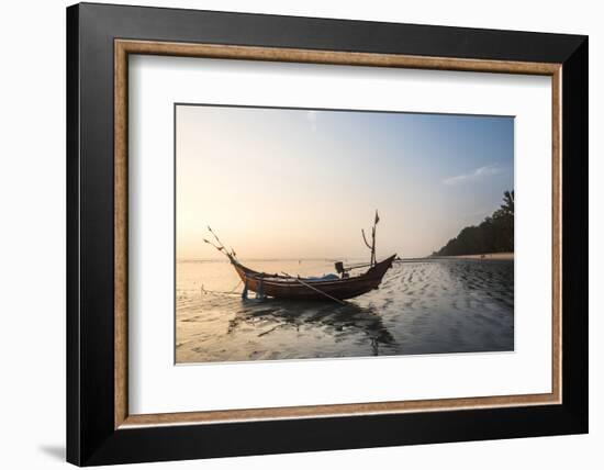 Fishing Boat on Maungmagan Beach at Sunset, Dawei, Tanintharyi Region, Myanmar (Burma), Asia-Matthew Williams-Ellis-Framed Photographic Print