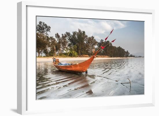 Fishing Boat on Maungmagan Beach, Dawei, Tanintharyi Region, Myanmar (Burma), Asia-Matthew Williams-Ellis-Framed Photographic Print