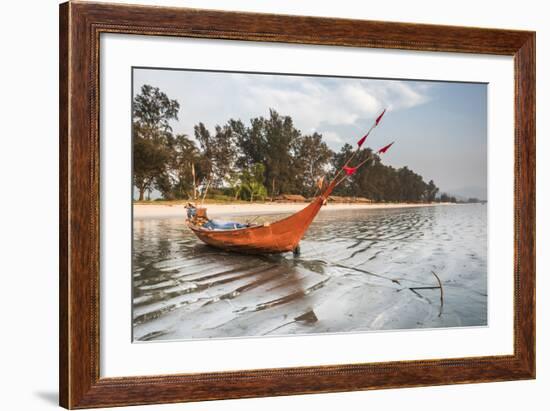 Fishing Boat on Maungmagan Beach, Dawei, Tanintharyi Region, Myanmar (Burma), Asia-Matthew Williams-Ellis-Framed Photographic Print