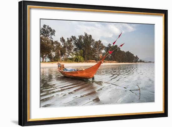 Fishing Boat on Maungmagan Beach, Dawei, Tanintharyi Region, Myanmar (Burma), Asia-Matthew Williams-Ellis-Framed Photographic Print