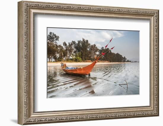 Fishing Boat on Maungmagan Beach, Dawei, Tanintharyi Region, Myanmar (Burma), Asia-Matthew Williams-Ellis-Framed Photographic Print