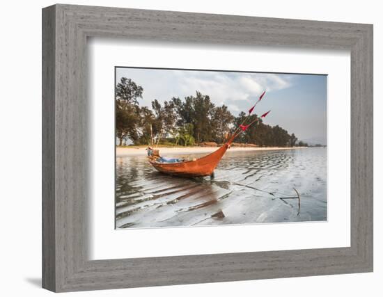 Fishing Boat on Maungmagan Beach, Dawei, Tanintharyi Region, Myanmar (Burma), Asia-Matthew Williams-Ellis-Framed Photographic Print