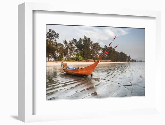 Fishing Boat on Maungmagan Beach, Dawei, Tanintharyi Region, Myanmar (Burma), Asia-Matthew Williams-Ellis-Framed Photographic Print