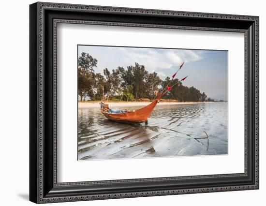 Fishing Boat on Maungmagan Beach, Dawei, Tanintharyi Region, Myanmar (Burma), Asia-Matthew Williams-Ellis-Framed Photographic Print