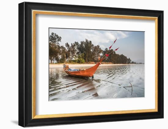 Fishing Boat on Maungmagan Beach, Dawei, Tanintharyi Region, Myanmar (Burma), Asia-Matthew Williams-Ellis-Framed Photographic Print