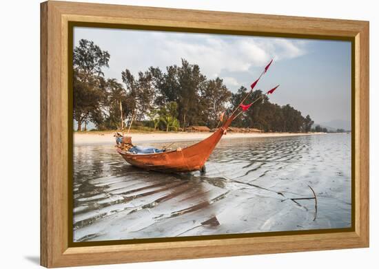 Fishing Boat on Maungmagan Beach, Dawei, Tanintharyi Region, Myanmar (Burma), Asia-Matthew Williams-Ellis-Framed Premier Image Canvas