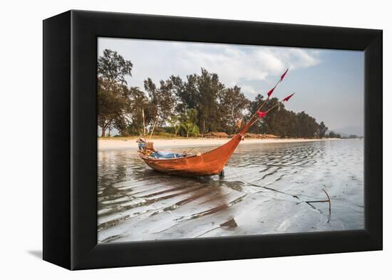 Fishing Boat on Maungmagan Beach, Dawei, Tanintharyi Region, Myanmar (Burma), Asia-Matthew Williams-Ellis-Framed Premier Image Canvas