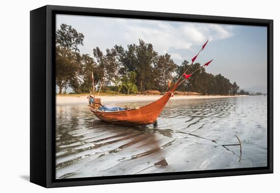 Fishing Boat on Maungmagan Beach, Dawei, Tanintharyi Region, Myanmar (Burma), Asia-Matthew Williams-Ellis-Framed Premier Image Canvas