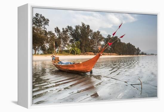 Fishing Boat on Maungmagan Beach, Dawei, Tanintharyi Region, Myanmar (Burma), Asia-Matthew Williams-Ellis-Framed Premier Image Canvas