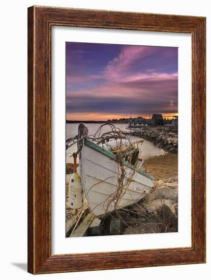 Fishing Boat on Shore-Lantern Press-Framed Art Print